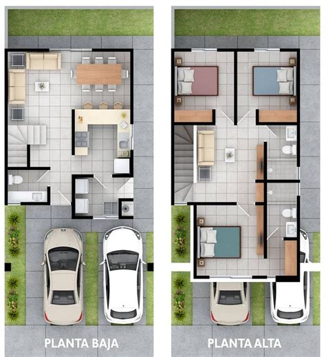 Planos D Dise O De Casa Planta Baja Y Planta Alta Render Projectos