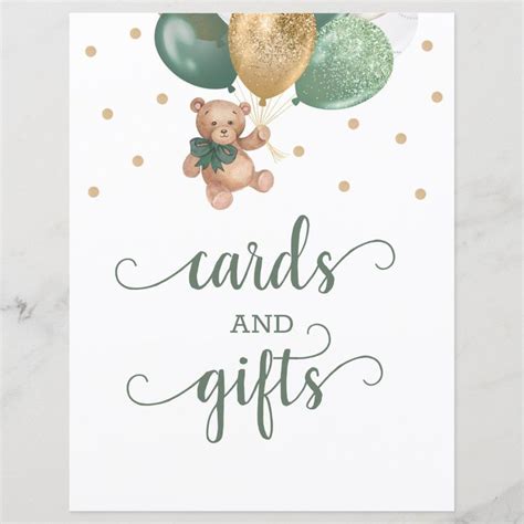 A Card That Says Cards And Ts With A Teddy Bear Holding Balloons In