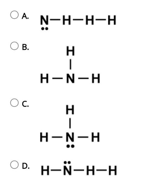 Which Structure Is The Lewis Structure For Ammonia Nh Brainly