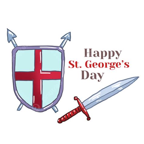 Saint Georges Day Element Shield And Sword Cartoon Sword Knight PNG