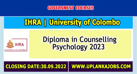 Diploma In Counselling Psychology 2023 Ihra