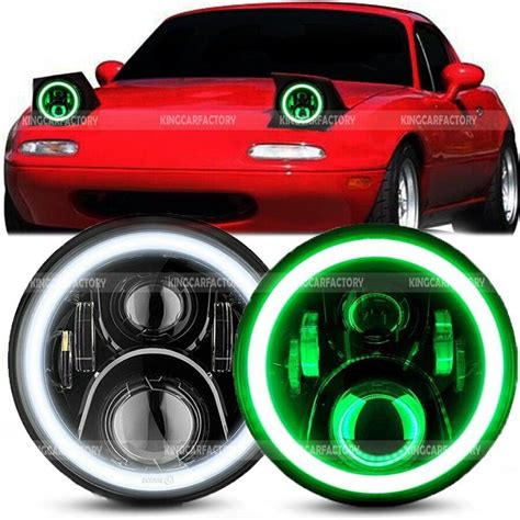 Inch Led Headlight Lights Halo Angel Eye For Mazda Miata Mx Mx