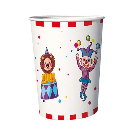 Set 8 Pahare Carton Pentru Petrecere Alb Multicolor Circ 8 5 Cm 175