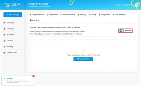 What Is 2fa How Do I Enabledisable It Signable Help Centre