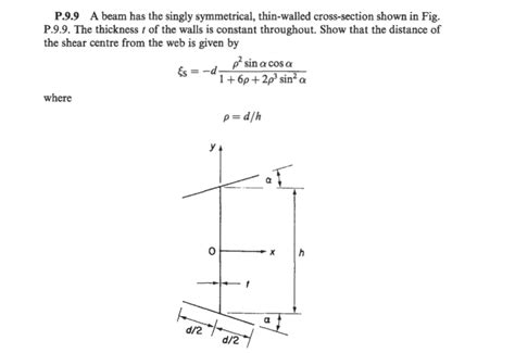 Solved P A Beam Has The Singly Symmetrical Thin Walled Chegg