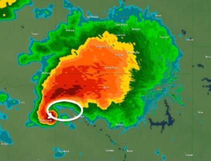 Solved The radar reflectivity image below shows a hook echo | Chegg.com