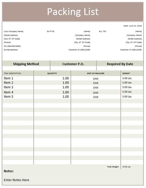 Packing List Template Microsoft Word Templates