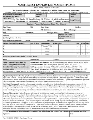 Fillable Online ENROLLMENT CHANGE FORM Energy Northwest Fax Email