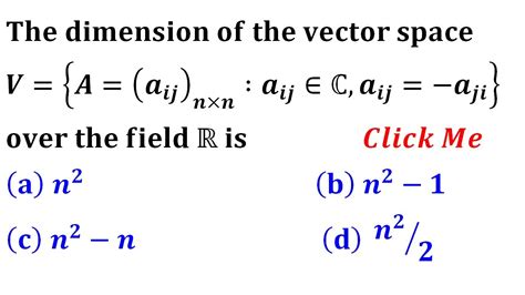 Gate Linear Algebra Dimension Of Vector Space Youtube