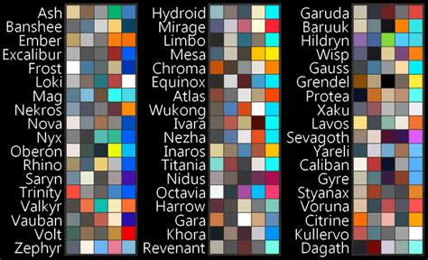 All Tenno Palettes Rwarframe