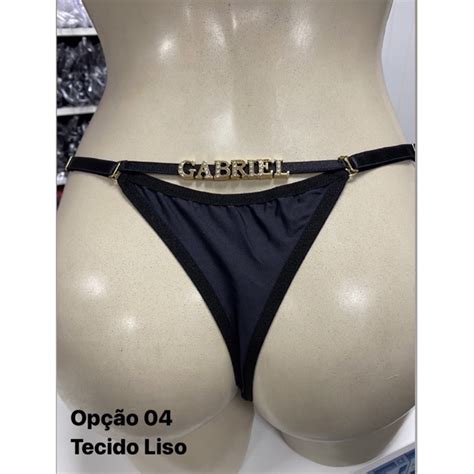 Calcinha Luxo Personalizada Frases Com Strass Renda Tamanho único