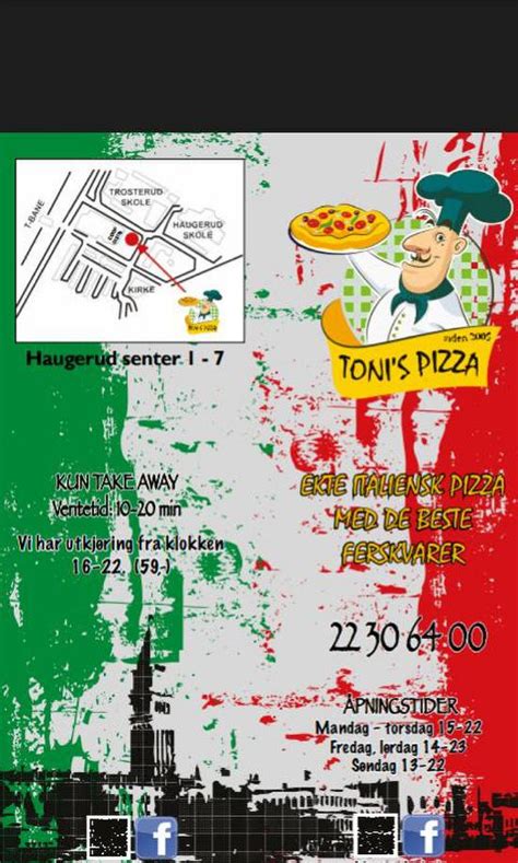 Menu At Toni S Pizza Restaurant Oslo Haugerudsentret 1