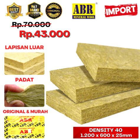 Jual Rockwool Abr Peredam Suara Density Tebal Cm Premium Quality