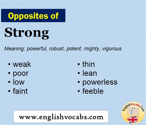 Opposite of Strong, What is opposite antonym word Strong - English Vocabs