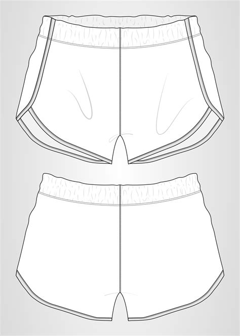 Short Pants Overall Technical Fashion Flat Sketch Vector Illustration