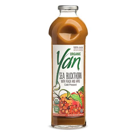 NEW YAN Organic Sea Buckthorn Juice With Peach Apple 32 Fl Oz