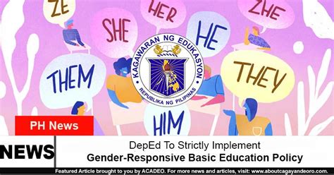 Deped To Strictly Implement Gender Responsive Basic Education Policy Gender Equality And More