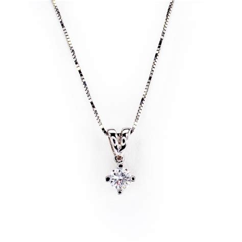 D Vs Diamond Pendant Quilates Oro Blanco Collar Con Colgante