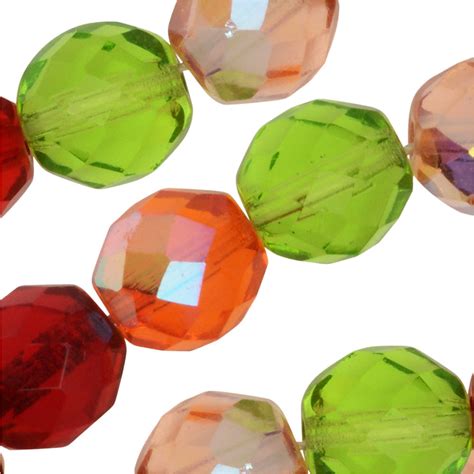 Czech Fire Polished Glass Beads Faceted Round 10mm Tango Mix 50 Pieces — Beadaholique