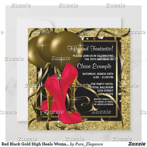 Black Gold High Heels Womans Birthday Party Invitation Zazzle Artofit