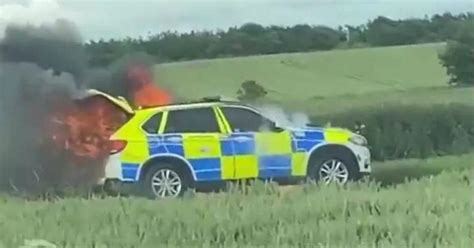 A4361 Traffic Route Blocked After Police Car Bursts Into Flames Near