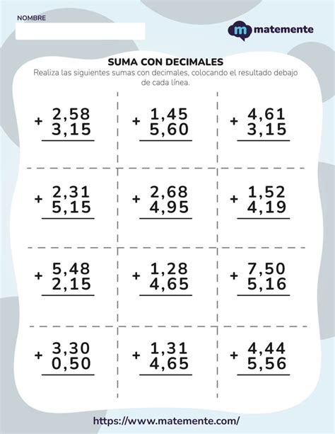 Ejercicios Suma Y Resta De Numeros Decimales Image To U