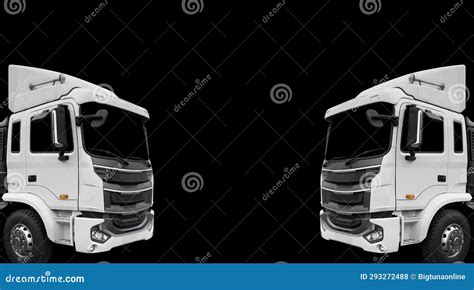 Plain White Delivery Truck Isolated On Black Background Delivery