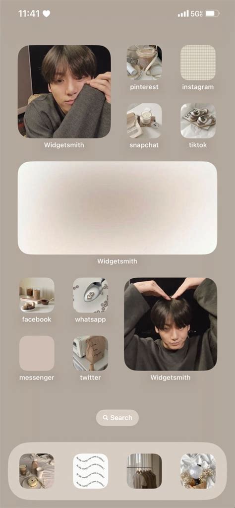 My Home Screen In Jungkook Cream Aesthetic Homescreen