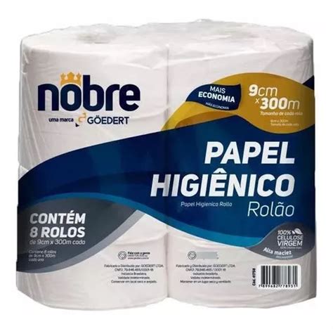 Papel Higienico 100 Celulose 8 Rolos 300 Metros