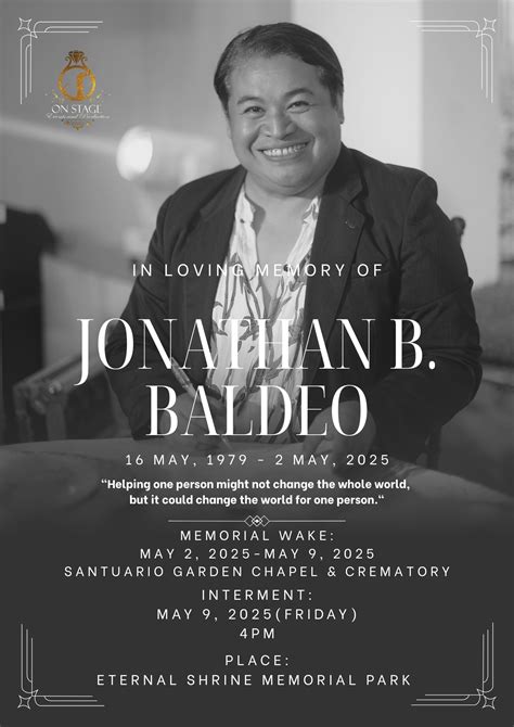 OnStage - IN LOVING MEMORY OF JONATHAN BALDEO 🕊️ A Legacy That Lives On