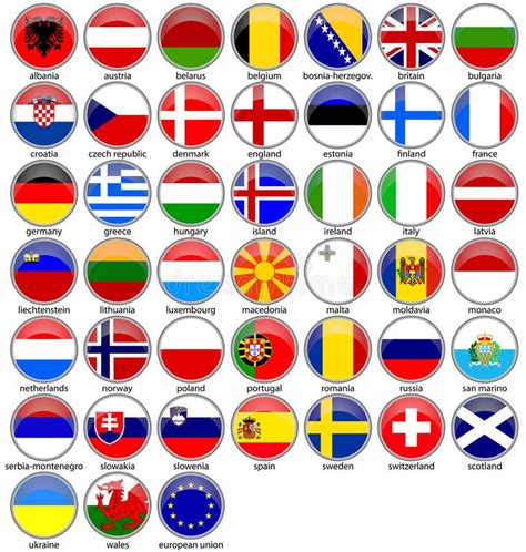 Set Od European Union Country Flags Stock Vector Illustration Of