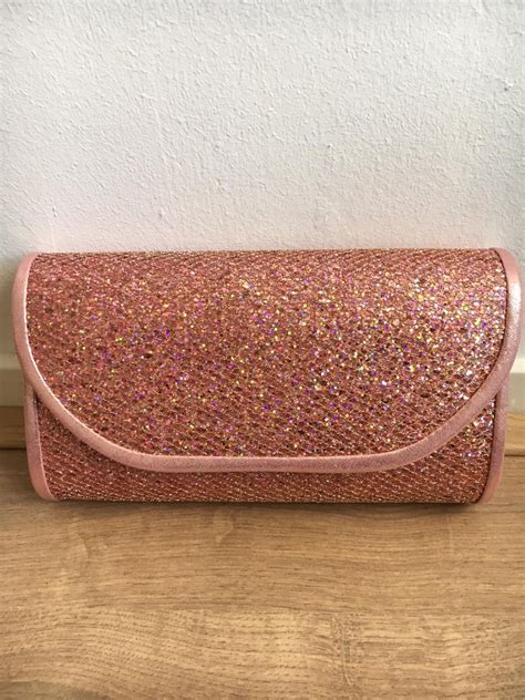 Handtas Schoudertas Clutch Tas Roze Champagne Glitter