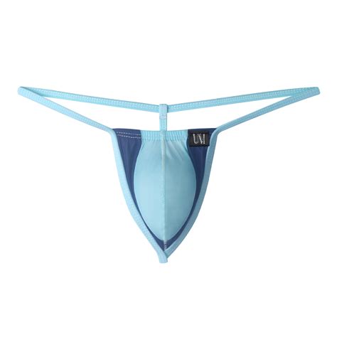 Ice Silk Mens G String Thong Color Blocking Ultrathin Sexy Underwear