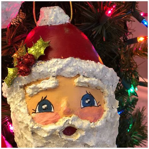 Handmade Santa Ornament. Paper Mache Sculted Santa. Santa Head | Etsy