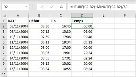 Ntroduire Imagen Formule Excel Pour Calculer Les Heures De Travail