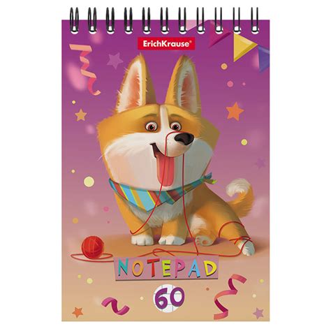 Блокнот А6, 60 л., на гребне, «Корги», Erich Krause (арт. 53119 ...