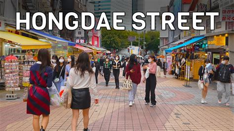 Afternoon Walk In Hongdae Street Seoul Korea 4K Walking Tour