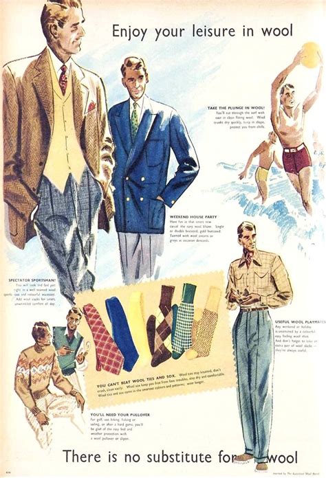 Australian Wool Bureau 1951 1950 Mens Fashion 1950s Fashion Men