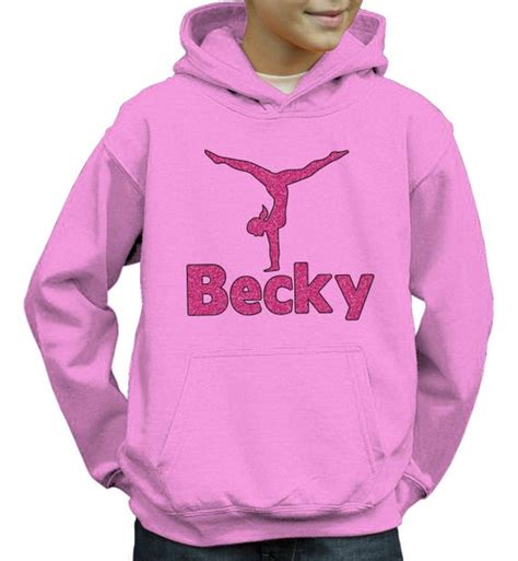 Girls Personalised Custom Gymnast Hoodie Glitter Pink Effect Etsy