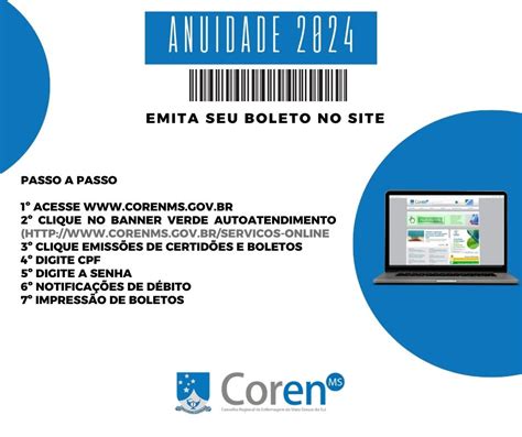 Passo A Passo Imprima Sua Anuidade Pelo Nosso Site Coren MS