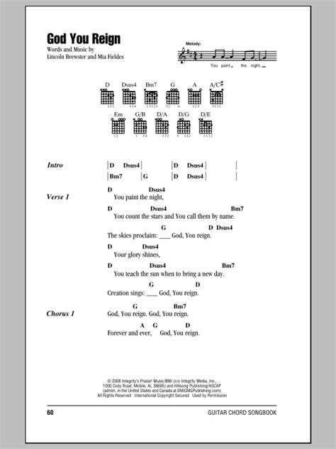 God You Reign By Lincoln Brewster Sheet Music For Guitar Chords Lyrics