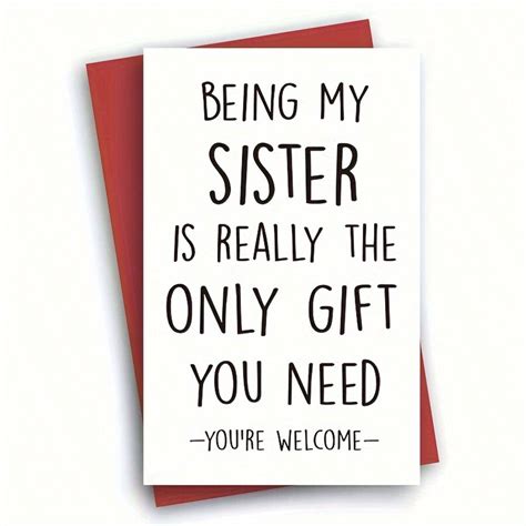 1 Pc Funny Birthday Card For Sister Humorous Birthday Greeting Card