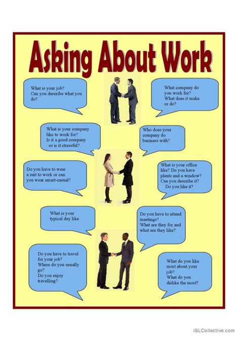 Asking About Work Conversation Pra English ESL Worksheets Pdf Doc