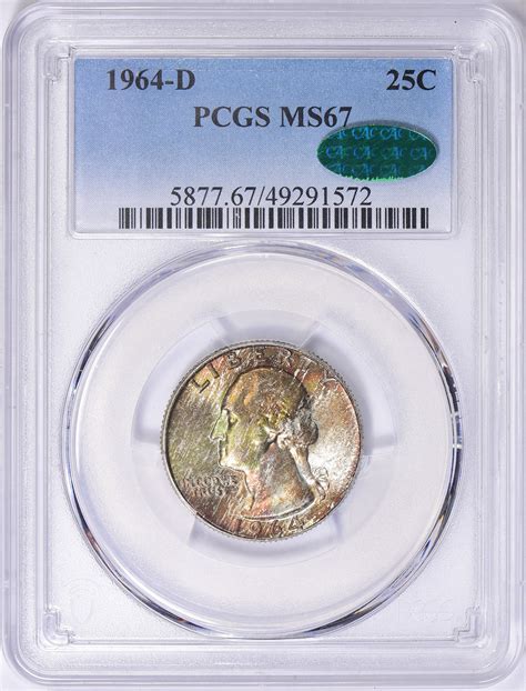 D Washington Quarter Pcgs Ms Cac Green Toned Item