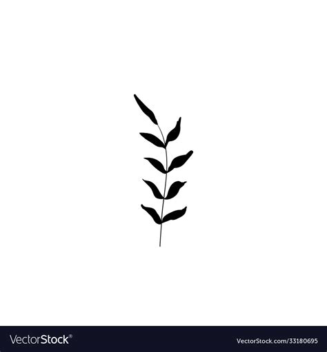 Contour Foliage Black And White Line Art Vector Image