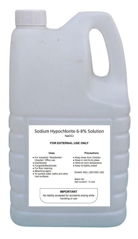 5 Litre Sodium Hypochlorite At Rs 150can Sodium Hypochlorite In Indore Id 23459857612