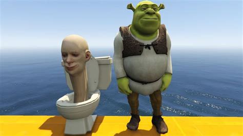 Two Cartoon Characters Standing Next To Each Other In Front Of A Toilet