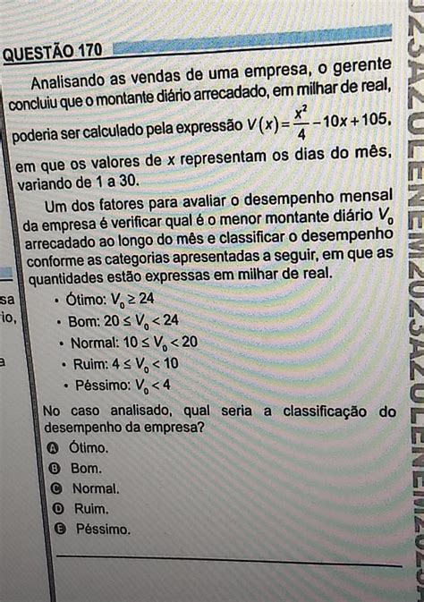 Analisando As Vendas De Uma Empresa O Gerente Concluiu Que O Montante