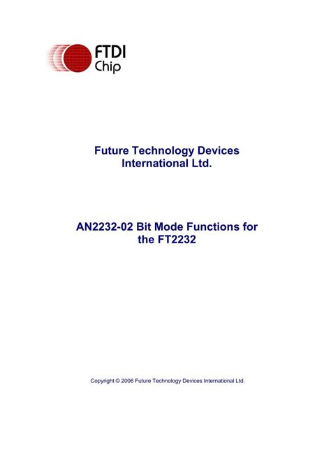 An2232c 02 Bit Mode Functions For The Ft2232 Ftdi