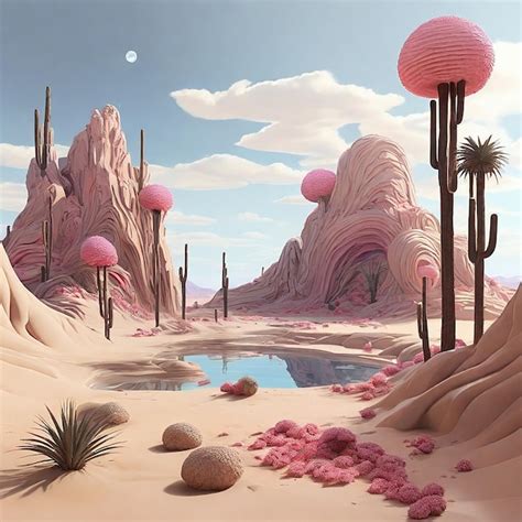 Premium Photo Surreal Desert Landscape Transformed By Ai